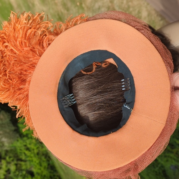 Vintage 40s Copper Ostrich Feather Tilt Hat - Picture 9 of 11